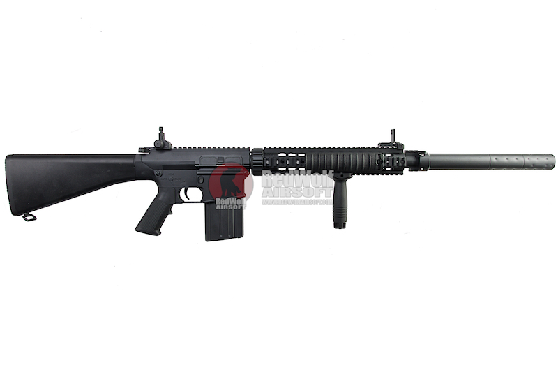 A&K Full Metal Fixed Stock SR25 Airsoft AEG Rifle Black