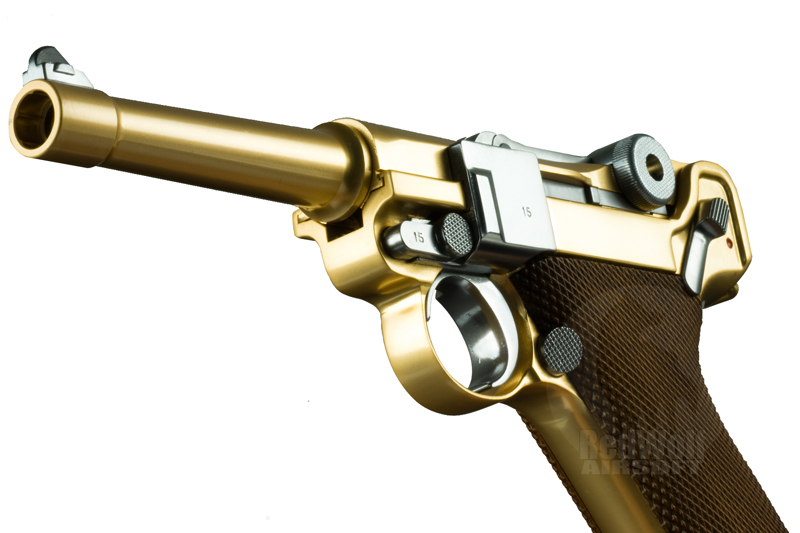 WE Luger P08 4 inch GBB Pistol (Gold) Buy airsoft Gas Blow Back